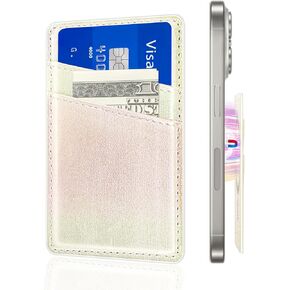 Senose Magnetic Wallet Card Holder Compatible for Magsafe Wallet, Leather Mag-Safe Wallet Card Holder for Back of Phone Compatible for iPhone 15/14/13/12 Mini/Plus/Pro/Pro Max (White)