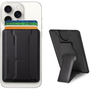 محفظة PureGear KikStik Mag، حامل محفظة مغناطيسي مع مسند لسلسلة MagSafe iPhone 15، 14، 13، 12، حامل محفظة متوافق مع MagSafe، حامل محفظة هاتف مغناطيسي (أسود)