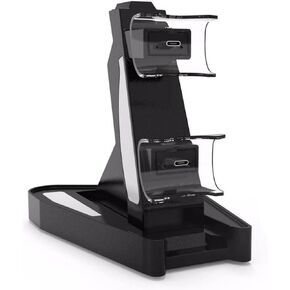 Estink PS5 Controller Dock Station,Gamepad Charger,Gamepad Charging Stand with D-Type Charging Base Dual Induction Controller,Built-in Chip,for PS5 Controller(Black)