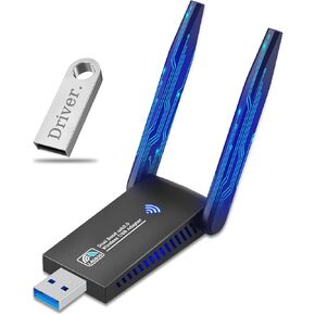 USB WiFi USB Adapter for PC Laptop Desktop, AC1300M 2.4GHz/5.0GHz Band USB 3.0 WIFI Wireless Network Dongle w/High Gain 5dBi Dual Enhanced Antenna for Computer Windows 11 10 8.1 8 7 XP Vista
