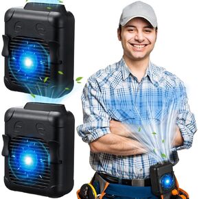 2 Pack Portable Mini Waist Fan USB 3000mah Rechargeable Waist Clip Fan 3 Speeds 5000rpm Strong Airflow with Belt Wearable Working Clip Fan for Outdoor Jobsite Farms Traveling Fishing Gifts