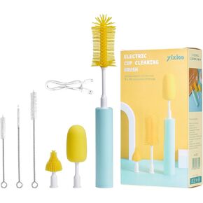 Electric Bottle Brush Cleaner, Electric Baby Bottle Brush Set with Nipple & Straw Brush, 2 Modes & 360° Rotation