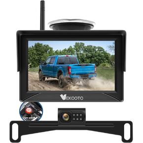 VEKOOTO Wireless Backup Camera 4.3-Inch: Plug and Play Easy to Install Truck Car Monitor Kit, HD 720P Color Night Vision Image, Guide Lines, No-Delay Rear View Camera for Car/SUV/Truck/Camper