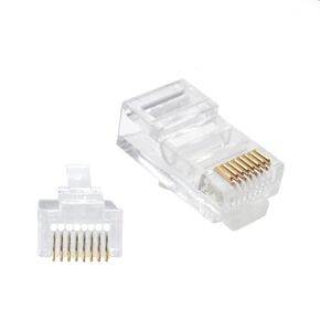 موصلات Ethernet RJ45 - حزمة من 100، موصلات RJ45 Cat5e Cat6 Ends/Cat5e Cat6 موصل/RJ45 مقابس معيارية/مقابس إيثرنت/موصل شبكة، 8P8C، UTP (Cat6)، شفاف
