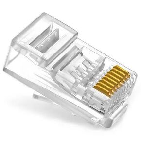 موصلات Ethernet RJ45 - حزمة من 100، موصلات RJ45 Cat5e Cat6 Ends/Cat5e Cat6 موصل/RJ45 مقابس معيارية/مقابس إيثرنت/موصل شبكة، 8P8C، UTP (Cat6)، شفاف