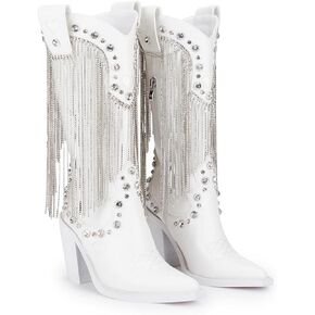 أحذية رعاة البقر المثالية من Dolls Kill Present من Sugar Thrillz - أحذية جلدية نباتية مع شراشيب من حجر الراين وأزرار مجوهرات in Kuwait