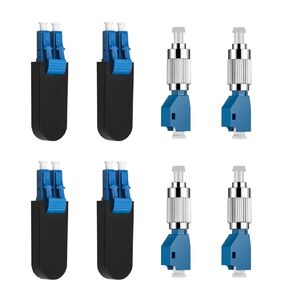 4 Pcs Single Mode 9/125 FC Male to LC Female VFL Fiber Optic Adapter Convertor and 4 Pcs Singlemode LC/UPC Fiber Optic Loopback Adapter Tester - LC Connector Test Plug for Optical Cable Testing