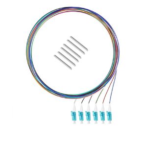 6 Strand Multi-Mode LC OM3 Fiber Optic Cable Pigtails for Fusion Splicer Splicing. includes 6 Fiber Optic Fusion Splice Protective Shrink Sleeves φ2.5-60 mm Long (LC OM3)