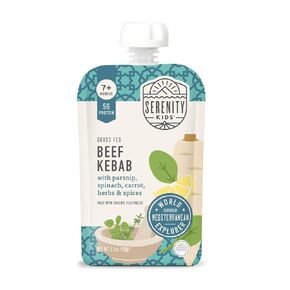 Serenity Kids 7+ Months World Explorers Baby Food Pouches Puree Made With Ethically Sourced Meats & Organic Veggies | 3.5 Ounce BPA-Free Pouch | Beef Chimichurri | 1 Count