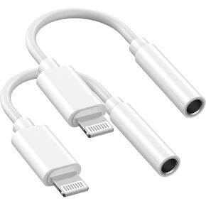 [Apple MFi Certified] Headphone Adapter for iPhone, 2 Pack Lightning to 3.5 mm Headphone Jack Aux Audio Converter Cable Dongle Adapter Compatible for iPhone 14 13 12 11 XS XR X 8 7, Support All iOS in Kuwait