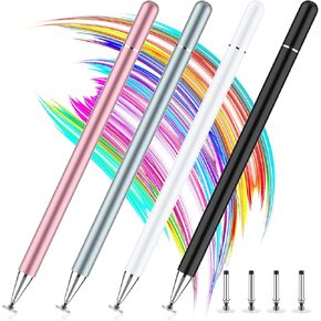 Stylus Pens for Touch Screen, 4 Pack Disc Universal Stylus Pen for iPad pro/iPhone/Android Tablets and All Capacitive Touch Screens (Black/White/Grey/Rosegold)