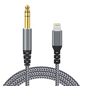 [ MFi Certified] Lightning to 6.35mm 1/4" TRS Audio Stereo Cable, 6.6FT Lightning to 1/4 inch Adapter Compatible with i-Pad, i-Phone 14/13/12/Pro Max for Amplifier, Mixer, NOT Support Recording