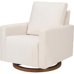Babyletto Poe Channeled Swivel Glider in Rust Velvet and Dark Wood Base, Greenguard Gold and CertiPUR-US Certified
