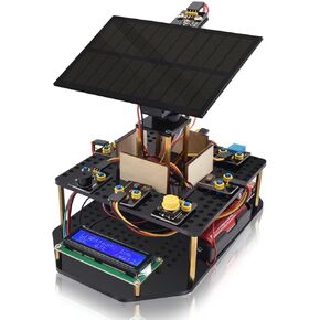 KEYESTUDIO DIY Solar Tracking Electronic Kit for Arduino,Smart Phone Charging Module,Temperature and Humidity Sensor,BH1750 Light Sensor etc.Educational Programming Kit for Teens Adults 15+