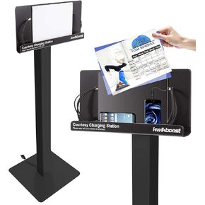 8 Device Freestanding Charging Station with Acrylic Sign Holder- Black Graphic