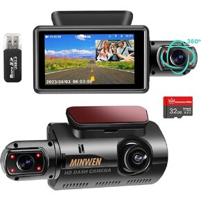 Dash Cam, 1080P Full HD Dash Camera for Cars, Dash Cam Front and Inside, 3'' Car Monitor with 32G SD Card, Passenger and Baby Car Camera, Night Vision G-Sensor Loop Recording Essential Car Accessories