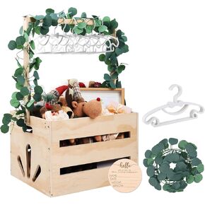 خزانة قفص استحمام خشبي للأطفال، سلة هدايا ترحيب بالطفل مع مقبض، لافتة إعلان الطفل، شماعات أطفال على شكل إكليل حرف كبير، سلة مخصصة للأطفال للوالدين الجدد في الحمل in Kuwait