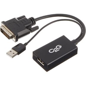 Legrand - C2G DVI to DisplayPort Converter, Black DVI to DisplayPort Adapter to Use as Plug and Play Converter, 1 Count, C2G 41379