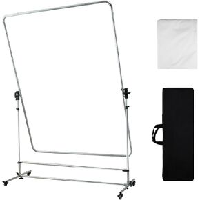 Photography Light Diffuser 79x59 inch with Translucent Cloth, Panel Reflector with 360 Degree Rotatable Frame & 7-10 Feet Height Adjustable Support Stand with Casters for Photo Video Shooting