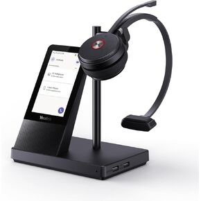 Yealink WH66 Wireless Headset with 4" Screen, DECT Headset for Teams, Zoom Skype Certified, Bluetooth Headset with 525ft Range,Speaker, 13h Call Time, Office Work Headset for Desk Phone, PC, Cellphone
