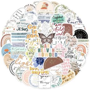 Inspirational Christian Stickers, Bible Verses, Butterfles, and Rainbows, Waterproof Vinyl Decals for Water Bottles, Scrapbooking, Office, and Gifts, Perfect for Vision Boards and Decor