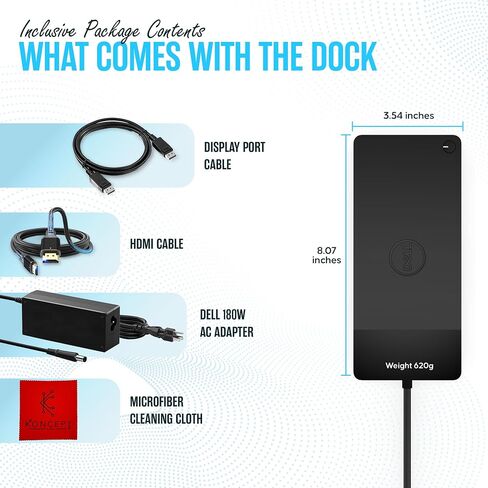 WD19TBS DELL Thunderbolt Dock Bundle - 1 Year Warranty - Dell Docking Station with 180W AC Adapter, HDMI Cable, DisplayPort Cable - Dell Laptop Docking Station (NEW) in Saudi Arabia