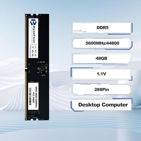 48 جيجابايت DDR5 RAM 5600 ميجا هرتز PC5-44800 CL46 UDIMM 1.1 فولت 288 دبوس يموت على ECC متوافق كمبيوتر مكتبي ترقية وحدة الذاكرة RAM in Kuwait