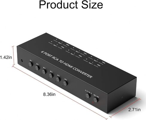 Dingsun 2 Port AV to HDMI Converter, RCA to HDMI Adapter Support 16:9/4:3 Compatible with WII, N64, PS2, VHS, VCR DVD Players etc in Saudi Arabia