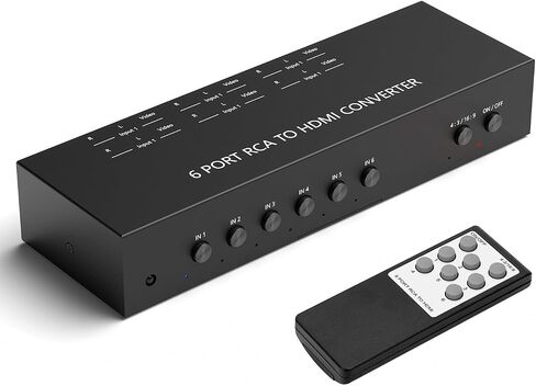 Dingsun 2 Port AV to HDMI Converter, RCA to HDMI Adapter Support 16:9/4:3 Compatible with WII, N64, PS2, VHS, VCR DVD Players etc in Saudi Arabia