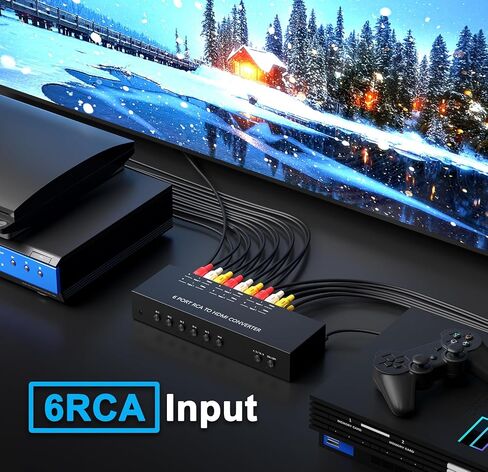 Dingsun 2 Port AV to HDMI Converter, RCA to HDMI Adapter Support 16:9/4:3 Compatible with WII, N64, PS2, VHS, VCR DVD Players etc in Saudi Arabia