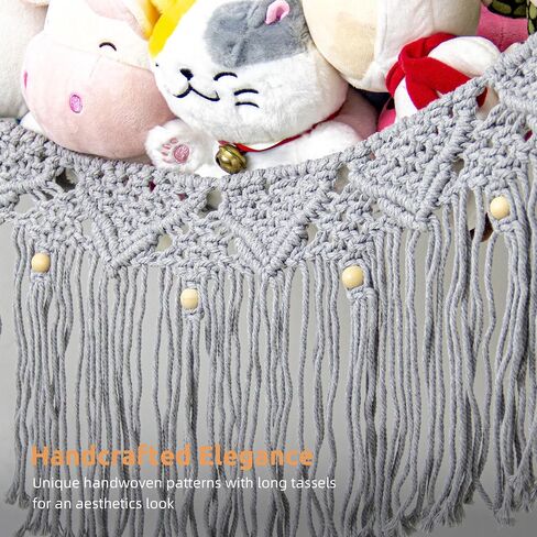 Large Stuffed Animal Net or Hammock, Stuffed Animal Storage Macrame Toy Hammock Hanging Net for Stuffed Animals Corner, Plushie Net Hammock Toy Organizer for Boho Kids Room Nursery Playroom in Saudi Arabia