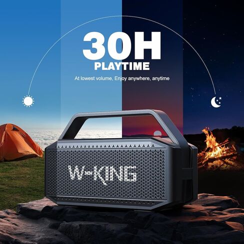 W-KING Bluetooth Speaker, 80W PEAK IPX6 Waterproof Loud Portable Bluetooth Speaker Wireless with 2 Full-Range Drivers/Rich Bass,2 Pairing/30H/U-Disk/TF Card/AUX/EQ, Party Boombox Outdoor Large Speaker in Kuwait