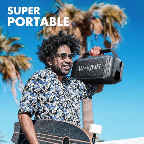 W-KING Bluetooth Speaker, 80W PEAK IPX6 Waterproof Loud Portable Bluetooth Speaker Wireless with 2 Full-Range Drivers/Rich Bass,2 Pairing/30H/U-Disk/TF Card/AUX/EQ, Party Boombox Outdoor Large Speaker in Kuwait