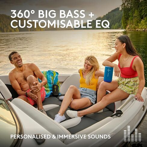 Ultimate Ears EVERBOOM Wireless Bluetooth Portable Speaker, Big Bass and Immersive 360-Degree Sound, Floatable Waterproof Speaker IP67, up to 20-Hour Battery and 180 ft (55 m) Range - Charcoal Black in Saudi Arabia
