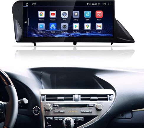 نظام Android 13 10.25 بوصة شاشة تعمل باللمس راديو سيارة ستيريو لكزس RX300 RX350 RX450H 2012-2014 وحدة رأس CarPlay BT مدمجة 4 جيجابايت ذاكرة الوصول العشوائي + 64 جيجابايت ROM (2012-2014 ماوس Sqaure) in Kuwait