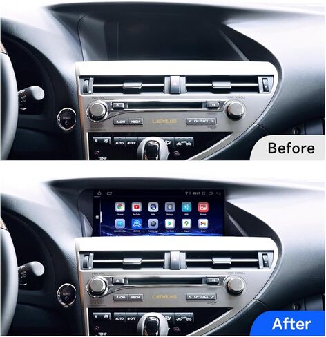 نظام Android 13 10.25 بوصة شاشة تعمل باللمس راديو سيارة ستيريو لكزس RX300 RX350 RX450H 2012-2014 وحدة رأس CarPlay BT مدمجة 4 جيجابايت ذاكرة الوصول العشوائي + 64 جيجابايت ROM (2012-2014 ماوس Sqaure) in Kuwait