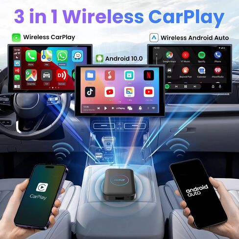 CarPlay Box CarlinKit Wireless CarPlay Adapter Lite version in 2024 Support Android 10/CarPlay/Android Auto/Netfl i x/YouTube/Wired to Wireless/Auto Connect/Online Upgrade/2G+32G in Saudi Arabia