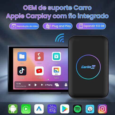 CarPlay Box CarlinKit Wireless CarPlay Adapter Lite version in 2024 Support Android 10/CarPlay/Android Auto/Netfl i x/YouTube/Wired to Wireless/Auto Connect/Online Upgrade/2G+32G in Saudi Arabia