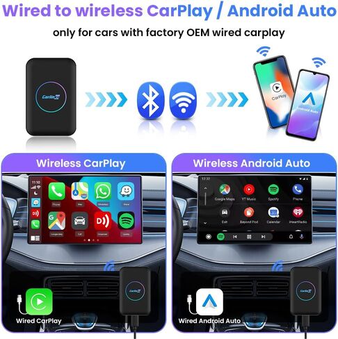 CarPlay Box CarlinKit Wireless CarPlay Adapter Lite version in 2024 Support Android 10/CarPlay/Android Auto/Netfl i x/YouTube/Wired to Wireless/Auto Connect/Online Upgrade/2G+32G in Saudi Arabia