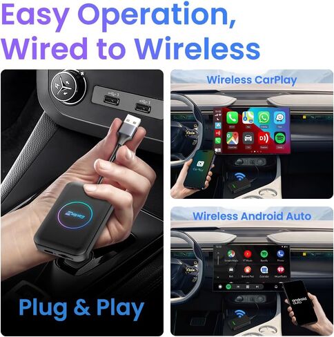 CarPlay Box CarlinKit Wireless CarPlay Adapter Lite version in 2024 Support Android 10/CarPlay/Android Auto/Netfl i x/YouTube/Wired to Wireless/Auto Connect/Online Upgrade/2G+32G in Saudi Arabia