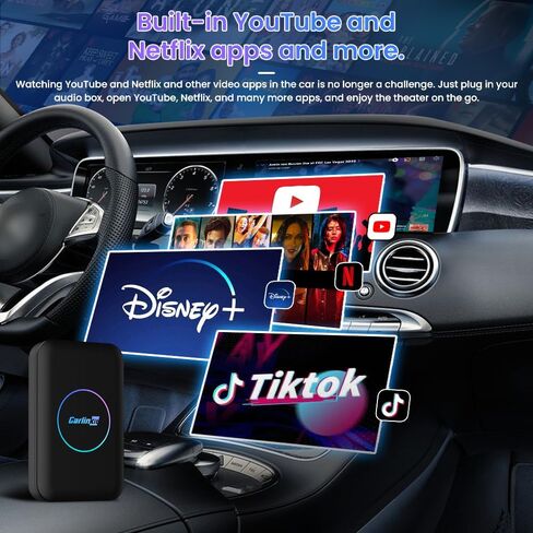 CarPlay Box CarlinKit Wireless CarPlay Adapter Lite version in 2024 Support Android 10/CarPlay/Android Auto/Netfl i x/YouTube/Wired to Wireless/Auto Connect/Online Upgrade/2G+32G in Saudi Arabia