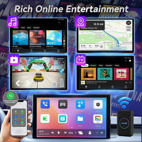 CarPlay Box CarlinKit Wireless CarPlay Adapter Lite version in 2024 Support Android 10/CarPlay/Android Auto/Netfl i x/YouTube/Wired to Wireless/Auto Connect/Online Upgrade/2G+32G in Saudi Arabia