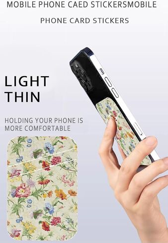 Phone Card Holder, Cute Leather Phone Wallet Stick On, Dual Pocket Credit Card Sticky Wallet, Compatible with Most of Cell Phone, Cute Colorful Flower in Saudi Arabia