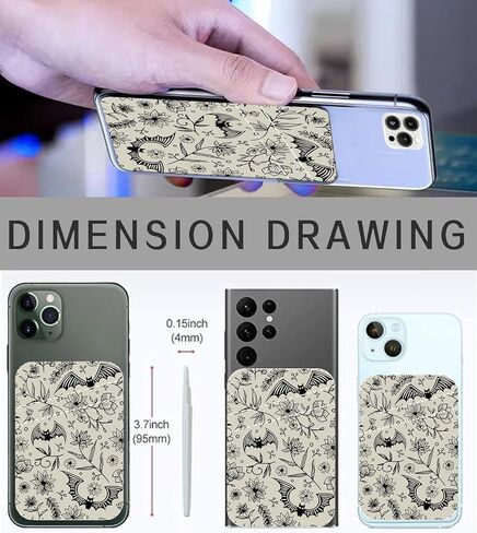 Phone Card Holder, Cute Leather Phone Wallet Stick On, Dual Pocket Credit Card Sticky Wallet, Compatible with Most of Cell Phone, Cute Colorful Flower in Kuwait