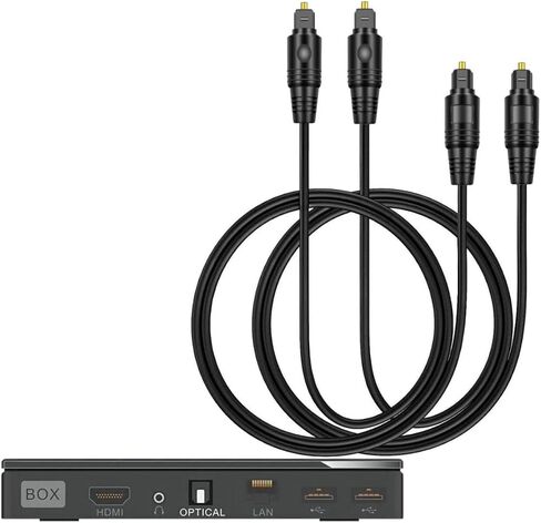 قطعتان من كابل الصوت البصري الرقمي Toslink، متعدد القنوات، لنظام الصوت، شريط الصوت، المسرح المنزلي، التلفزيون، PS4، Xbox، Playstation والمزيد، موصلات مطلية بالذهب، كابل بصري أسود، 6 أقدام in Saudi Arabia