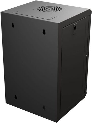 خزانة خادم الشبكة NavePoint 9U مقاس 10 بوصة، بعمق 11.8 بوصة، باب زجاجي، أسود، قابلة للتثبيت على الحائط، 2 × أرفف، 1 × لوحة فارغة in Saudi Arabia