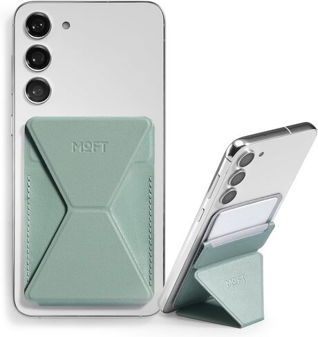 MOFT Phone Stand, Adhesive Card Holder Fits 2-3 Cards, Slim & Portable Leather Phone Wallet, 2 Viewing Angles, RFID Blocking, Compatible with iPhone, Galaxy and Most Smartphones- Seafoam in Saudi Arabia