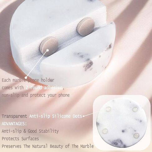 Luxurious Marble Phone Stand,Marble Phone Holder for Cellphone Tablet,Marble Phone Stand for Kitchen,Bedroom,Bathroom,Real Stone Solid Marble Phone Stands-Beige in Saudi Arabia