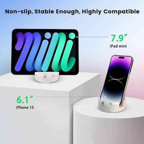 Luxurious Marble Phone Stand,Marble Phone Holder for Cellphone Tablet,Marble Phone Stand for Kitchen,Bedroom,Bathroom,Real Stone Solid Marble Phone Stands-Beige in Saudi Arabia