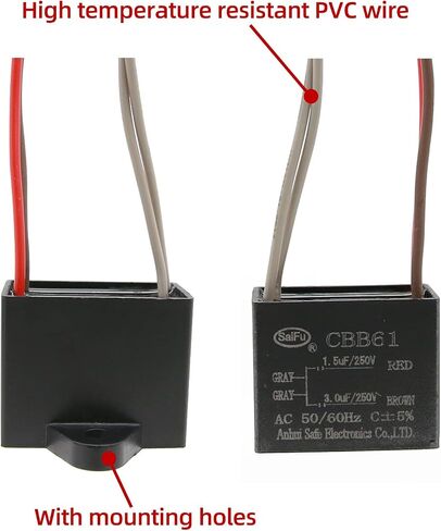 CBB61 Capacitor 4.5uf+6uf+6uf 350V AC Ceiling Fan 4 Wire 50/60Hz for Starting Electric Fan Generator Pump Motor in Saudi Arabia
